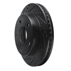 Dodge Ramcharger Brake Rotor (1) - Front Left - R1 Concepts - Drilled & Slotted - Black - `00-`02
